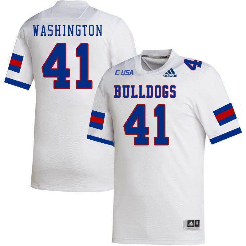 Men-Youth #41 Joriell Washington Louisiana Tech Bulldogs 2023 College Football Jerseys Stitched-Whit